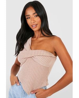 Boohoo Petite Twist Front Asymmetric Hem Top - White