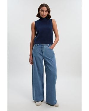 Karen Millen Denim Wide Leg Jeans - Blue