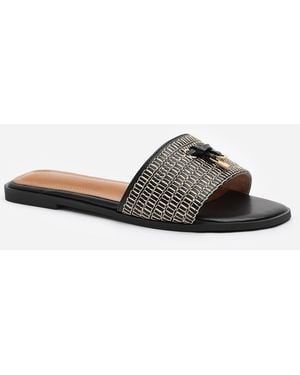 Where's That From Wheres 'Alaska' Strap Sandal With Front Straw Lock Detail - Black