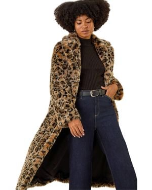 Roman Premium Animal Faux Fur Coat - Blue