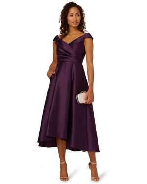 Adrianna Papell Off Shoulder Midi Dress - Purple