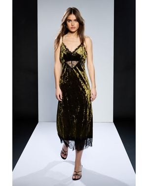Runway 1.8.1.8 Velvet Lace Detail Slip Dress - Black