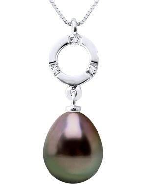 Ateliers Saint Germain Pendant Jewellery 0,01 Cts 375 And Real Cultured Tahiti Pearl Pear 9-10 Mm - White
