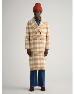 GANT Light Melange Checked Overcoat - Natural