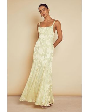 MissPap Chiffon Floral Burnout Maxi Dress - Natural