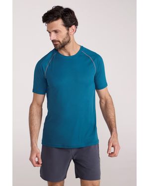 Mountain Warehouse 'Aero Ii' Short Sleeve Top With Reflective Print Isocool Sports Tee - Blue