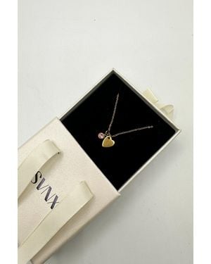 SVNX Mini Heart & October Birthstone Necklace - Black