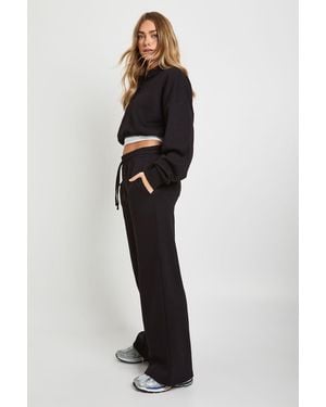 Boohoo Cropped Rugby Sweatshirt Tracksuit - Black