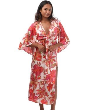 Sundress Seraphine Cartagena Print Wide Sleeve Dress - Red