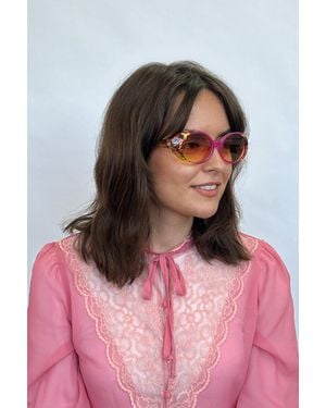 SVNX Floral Oval Sunglasses - Pink