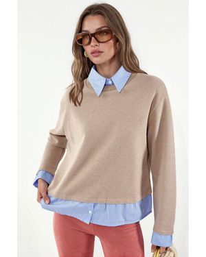 Busem Cotton-Blend Ribbed Crew Neck Jumper - Natural