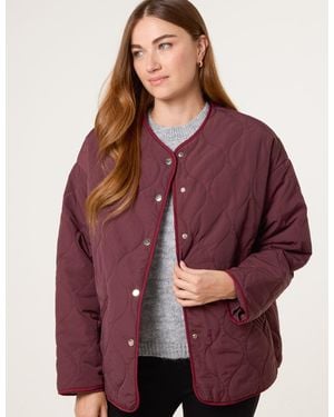 Blue Vanilla Button Front Quilted Jacket - Purple