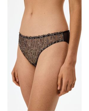 Penti Broiderie Snake Print Slip Briefs - Brown