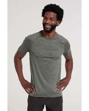 Mountain Warehouse 'Agra' Isocool Striped Tee Sun Protection Comfy Sports T-Shirt Polyamide - Grey