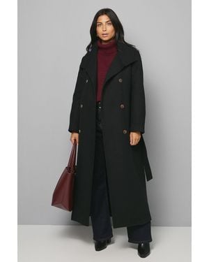 Wallis Funnel Neck Coat - Black