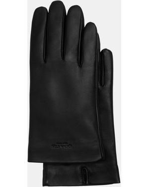 COACH Embossed Leather Tech Glove - Black