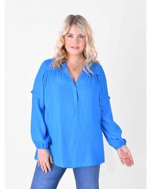 Live Unlimited Pleat Sleeve Swing Blouse - Blue