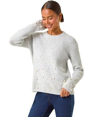Roman Petite Pearl Gradient Detail Jumper - White
