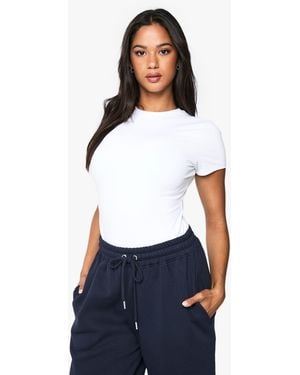 Boohoo Peached Sculpt Short Sleeve Bodysuit - White