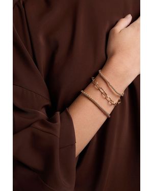 Boohoo Beaded & Link Bracelet 3 Pack - Brown