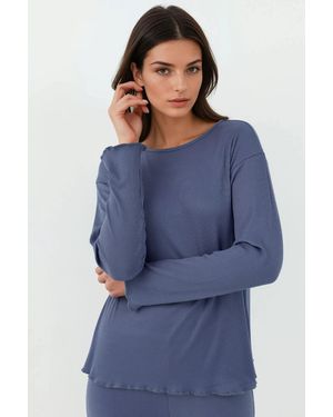 Hiccup High Waist Long Sleeve Pyjama Set - Blue