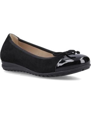 Hush Puppies Laurie Toe Cap Leather Standard Flats - Black