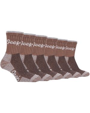 Jeep 6 Pair Multipack Ladies Cotton Breathable Padded Hiking Socks - Brown