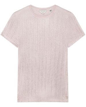 Ted Baker Metallic Short Sleeve Crew Neck Tee - Pink