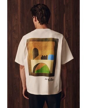 Grimelange Oversized Printed Crew Neck T-Shirt - Black