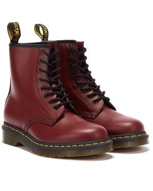 Dr. Martens Shop Voor 1460 Gladde Vrouwelijke Kersenrode Leren Laarzen - Rood