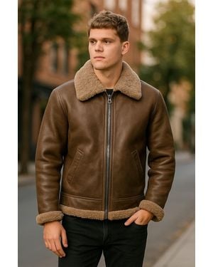 Infinity Leather B3 Ww2 Sheepskin Flying Aviator Jacket-Seshego - Green