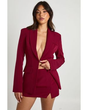 Boohoo Split Front Micro Mini Skirt - Red