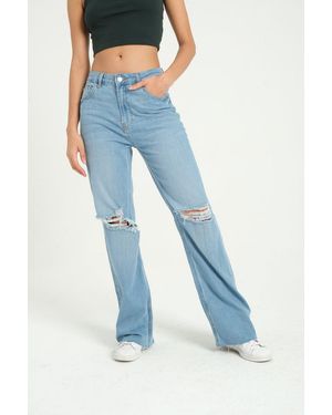 Hiccup High Waist Wide Leg Jeans - Blue