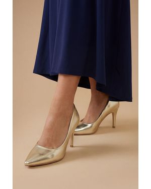 Oasis Keira Faux Metallic Leather High Heel Court Shoes - Blue