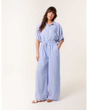 Blue Vanilla Paperbag Waist Pinstripe Trouser - Blue