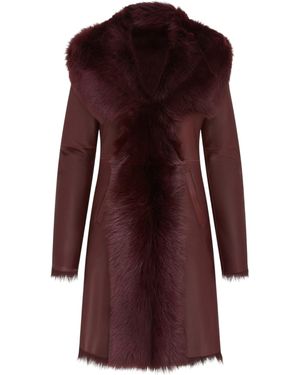 Infinity Leather Toscana Sheepskin Hooded Trench Coat - Purple