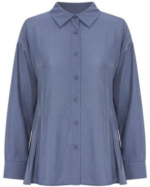 MixRay Fitted Textured Button-Up Shirt - Blue