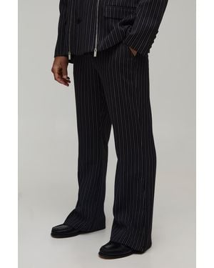BoohooMAN Tailored Zip Detail Flared Suit Trousers - Black