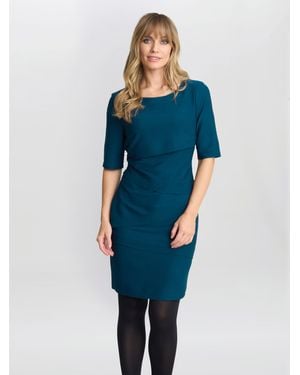 Gina Bacconi Alexa Ribbed Fabric Layered Dress - Blue