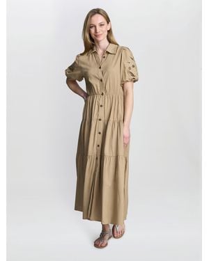 Gina Bacconi Carey Puff Sleeve Dress - Natural