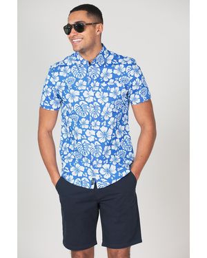 Tokyo Laundry 'Hamoa' Cotton Short Sleeve Button-Up Printed Shirt - Blue