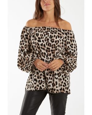 Blue Vanilla Leopard Print Blouse - Black