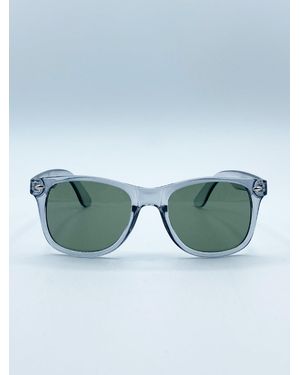 SVNX Translucent Wayfarer With Khaki Lenses - Blue
