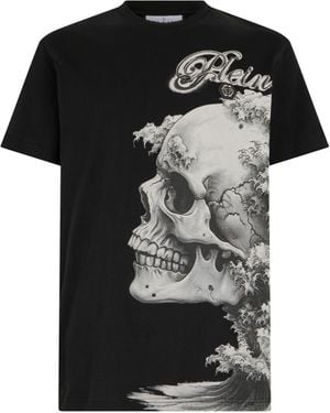 Philipp Plein T-Shirt Met Ronde Hals En Korte Mouwen Skull - Zwart