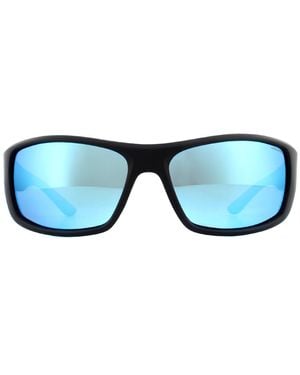 Polaroid Sport Sport Mat Black Blue Mirror Polariseerde Zonnebril - Blauw