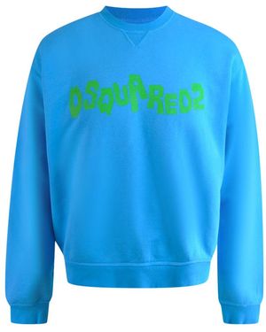 DSquared² Contrast Brand Logo Sweatshirt Cotton - Blue