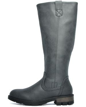 Divaz Luxe Quinn Vegan Knee High Boots - Black