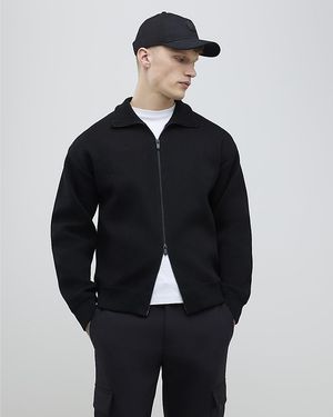 River Island Jacket Slim Fit Zip Through Cotton - Blue