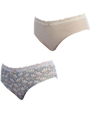 Janira Pack-2 Brislip Coquettes Cotton Knickers 1032252 For - Grey
