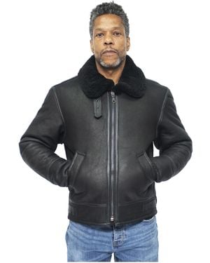 Infinity Leather B3 Ww2 Sheepskin Aviator Flying Jacket-Charleston - Black